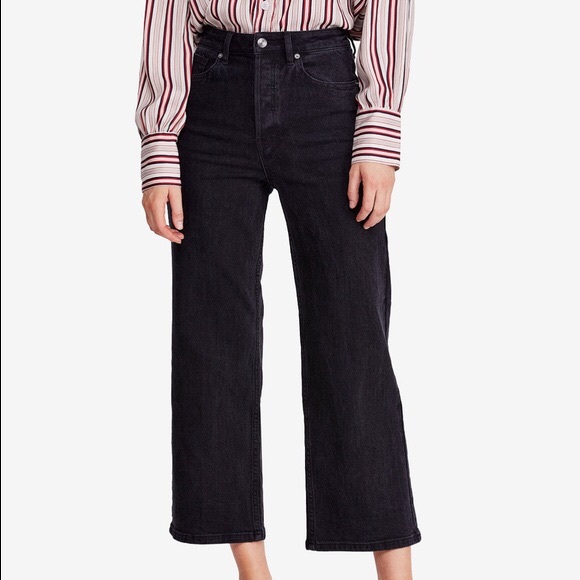 NWT Free People 25 black high waisted Wide Leg - Picture 5 of 10
